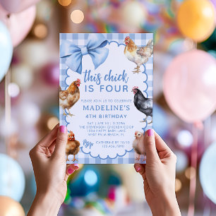 Blaue Kokette Schleife Boho Mädchen Huhn Geburtsta Einladung