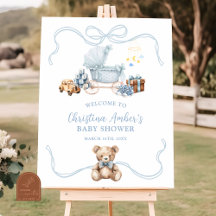 Blaue Koketten-Kinderwagen-Baby-Shower-Willkommens