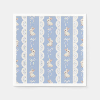 Blaue Koketten-Schleifen-Aquarell-Hasen-Papier-Ser Serviette