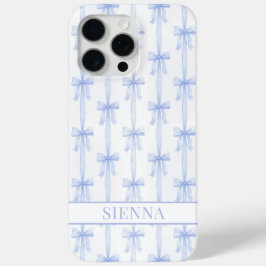 Blaue Koketten Schleifen Gestreifte Monogrammierte Case-Mate iPhone Hülle