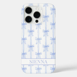 Blaue Kokettenbögen Gestreift Monogrammiert iPhone 16 Pro Hülle