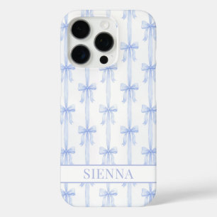 Blaue Kokettenbögen Gestreift Monogrammiert iPhone 16 Pro Hülle