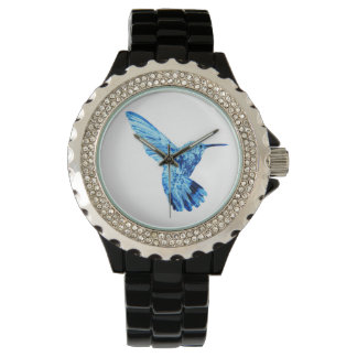 Blaue Kolibris-Frauenwache Armbanduhr