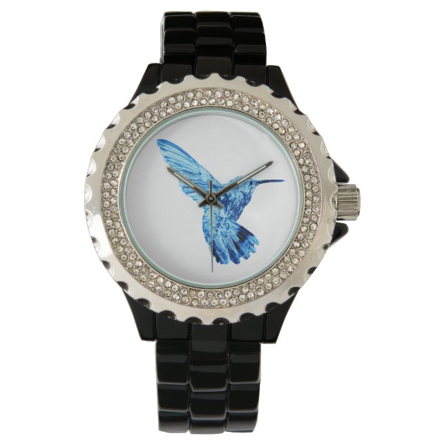 Blaue Kolibris-Frauenwache Armbanduhr (Vorderseite)