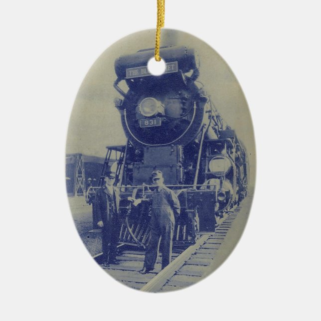 Blaue Kometen-Weihnachtsverzierung Keramikornament (Vorne)