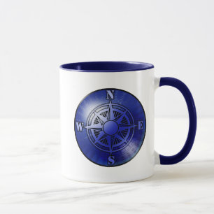 Blaue Kompass-Rosen-Kaffee-Tasse Tasse