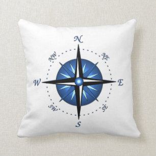 Blaue Kompassrose Kissen
