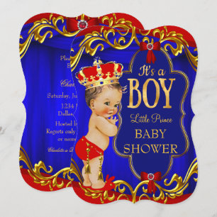 Blaue königliche Jungen-Prinz-Baby-Party Einladung