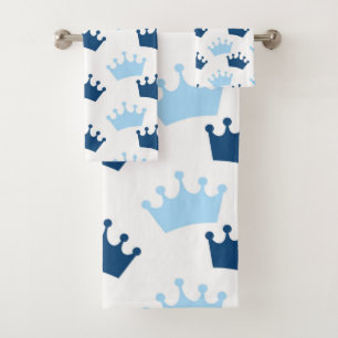 Blaue königliche Kronen Märchen Prinz Geschichtenb Badhandtuch Set