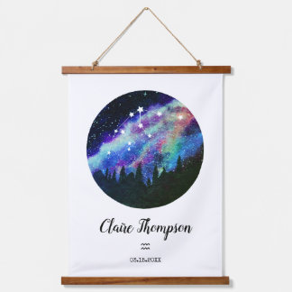 Blaue Konstellation Aquarius Horoskop Schildergesc Wandteppich Mit Holzrahmen