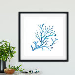 Blaue Koralle Poster<br><div class="desc">Ideal für Schlafzimmer, Bäder und Wohnbereiche in Ihrer Küstenstrasse Zuhause. Dieser Druck zeigt meine original handgemalte Aquarellkoralle in Blau- und Türkistönen. Es passt zu meiner Sammlung von Dekorationsarbeiten auf der Seite des Meeres. Weitere Informationen unter www.zazzle.com/dotellabelle</div>