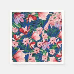 Blaue Koralle, tropisch floral Serviette