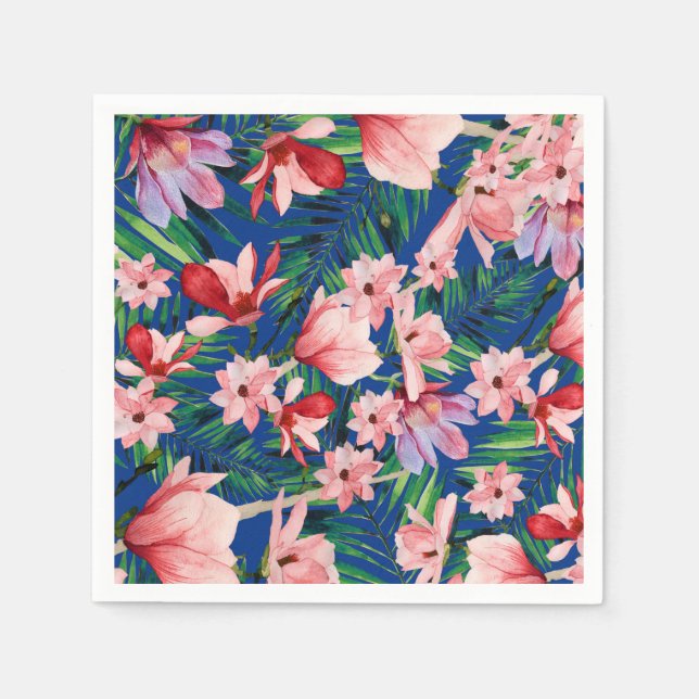 Blaue Koralle, tropisch floral Serviette (Vorderseite)