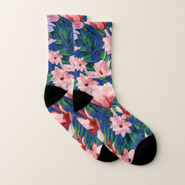 Blaue Koralle, tropisch floral Socken (Paar)
