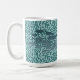 Blaue Koralle und eine Fischschule Kaffeetasse