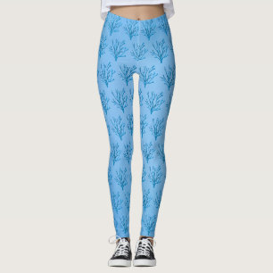 Blaue Korallen auf blauem Hintergrund Leggings