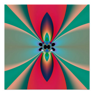 Blaue Korallen-Spiegel-Symmetrie-Abstrakte Kunst Poster