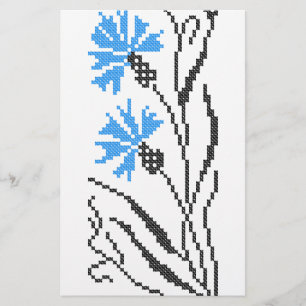 Blaue Kornblume Kreuzstich-Design Flyer