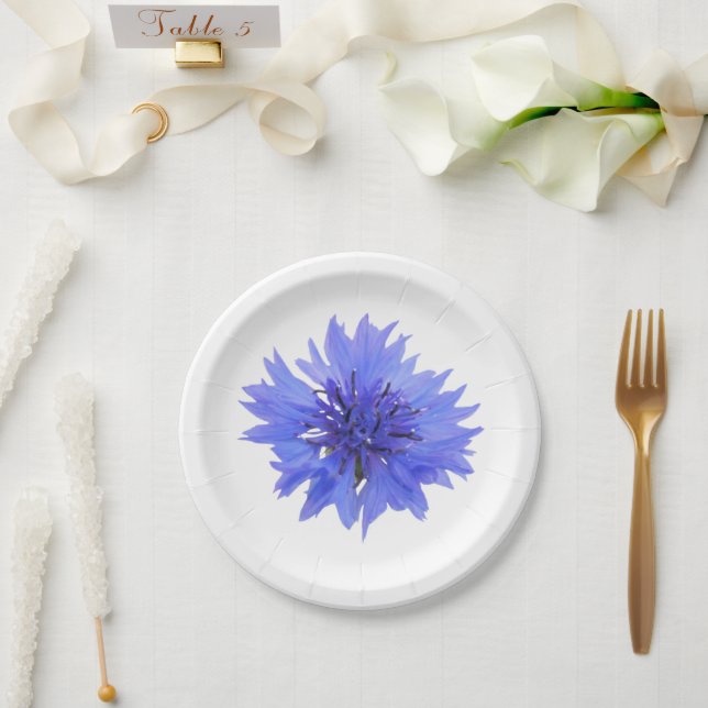 Blaue Kornblume - Papierplatte Pappteller (Hochzeit)