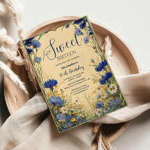 Blaue Kornblumen Art Nouveau Sweet Sixteen