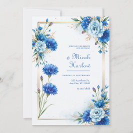 Blaue Kornblumen-Botanische Hochzeit Einladung