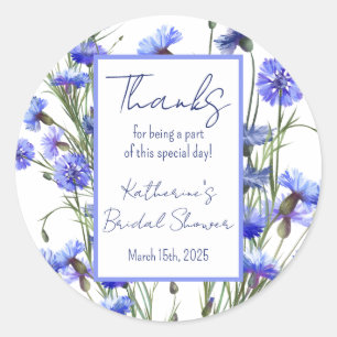 Blaue Kornblumen-Brautparty-Dankeschön-Geschenk Runder Aufkleber