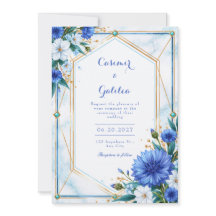 Blaue Kornblumen-Geometrische-Rand-Hochzeit
