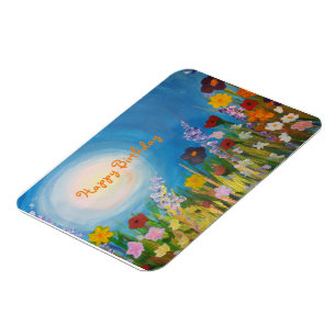 Blaue Kornblumen in einer Wiese von Wildblumen Magnet
