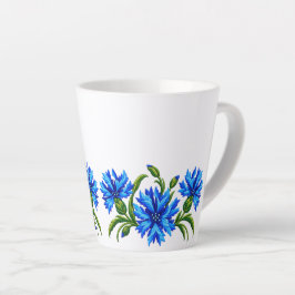 Blaue Kornblumen Stickerei-Look Milchtasse