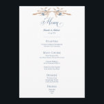 Blaue Kornblumen und Weizenhochzeit Menükarte<br><div class="desc">Weiche blaue Kornblumen und braune,  getrocknete Gräser runden das Hochzeitsmenü ab. Es ist Teil der Blue Cornflowers & Wheat Hochzeitssuite von Karten erstellt von Simply Farmhouse Press.</div>