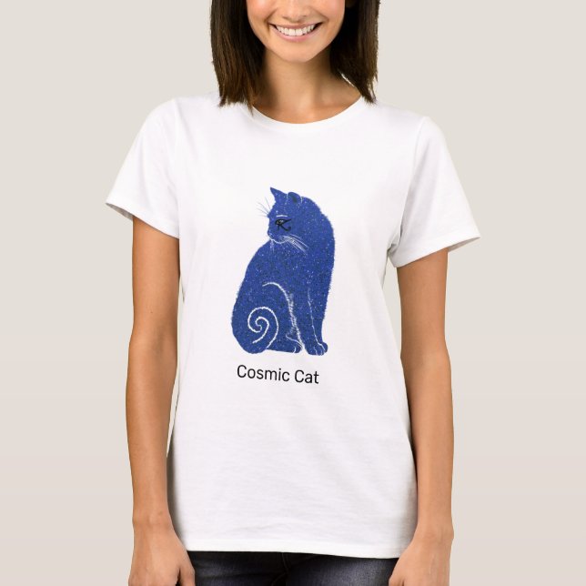 Blaue kosmische Katze T-Shirt (Vorderseite)