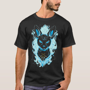 Blaue Kosmische Sphynx-Katze T-Shirt