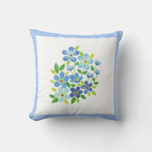 Blaue Kosmos-Blume / Blumenwirbel Kissen