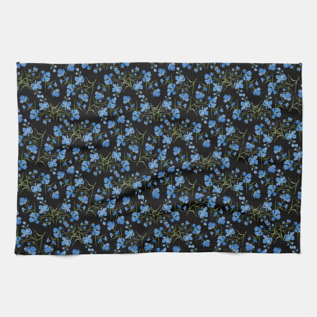 Blaue Kosmosblumen Geschirrtuch (Horizontal)