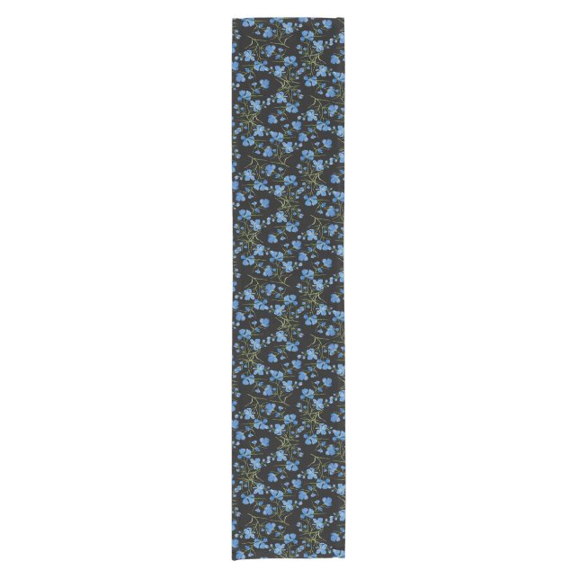 Blaue Kosmosblumen Kurzer Tischläufer (Vorderseite)