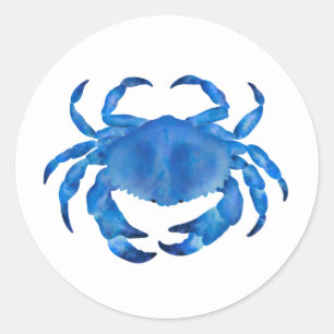 Blaue Krabbe Aquarell Runder Aufkleber