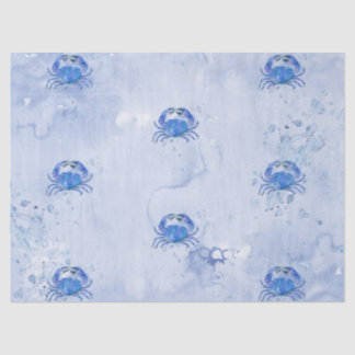 Blaue Krabbe Aquarell Seidenpapier