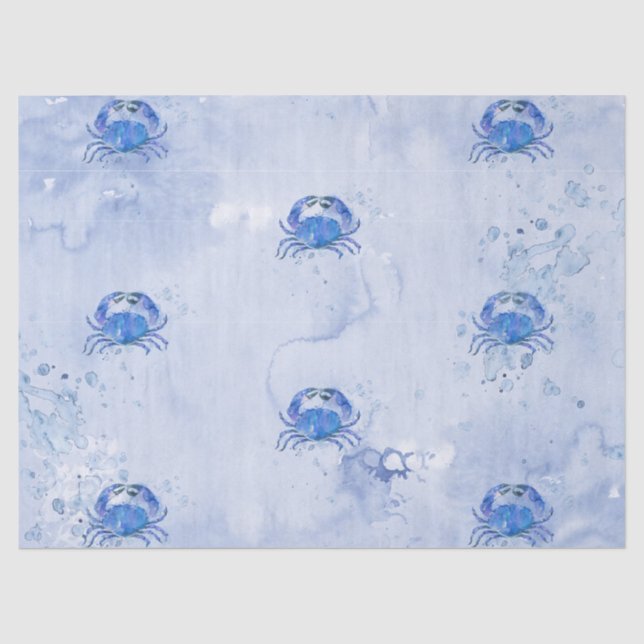 Blaue Krabbe Aquarell Seidenpapier (Vorderseite)