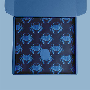 Blaue Krabbe Meeresmuster Seidenpapier