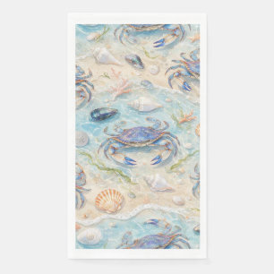 Blaue Krabbe & Muscheln Serviette