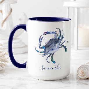 Blaue Krabbe Personalisierte Strand-Themen-Kaffeet Tasse