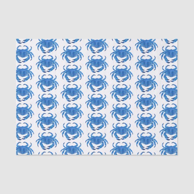 Blaue Krabbe Seaside Ocean Muster Seidenpapier (Vorderseite)