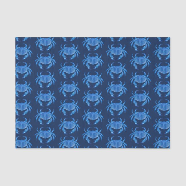 Blaue Krabbe Seaside Ocean Muster Seidenpapier (Vorderseite)