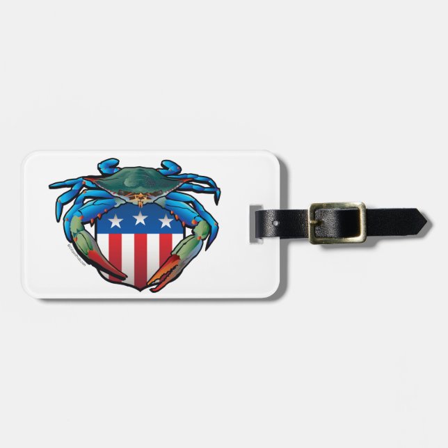 Blaue Krabbe USA-Wappen Gepäckanhänger (Vorderseite horizontal)
