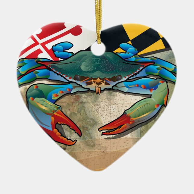 Blaue Krabbe von Maryland Keramikornament (Vorne)