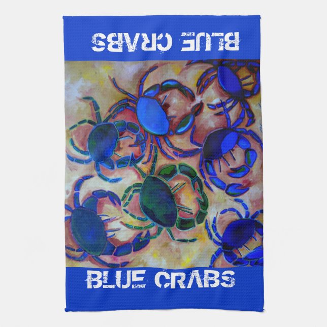 Blaue Krabben-Geschirrtuch Handtuch (Vertikal)