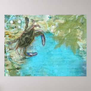 Blaue Krabben Hochseeangeln Poster