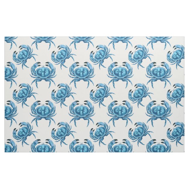 Blaue Krabben Küstenmuster Stoff (Fat Quarter (45,7 x 55,9 cm))