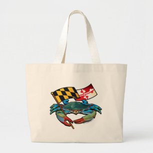 Blaue Krabben-Maryland-Flagge Jumbo Stoffbeutel