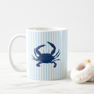 Blaue Krabben-Nautik-Malerei Blau gestreifter Kuns Kaffeetasse
